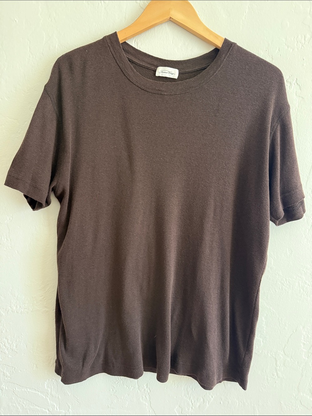 American Vintage Short Sleeve Crew Neck T-Shirt in Chocolate Brown